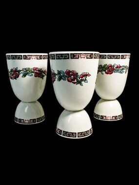 Vintage Royal Doulton Hotelware England Floral Egg Cups Set Of 3